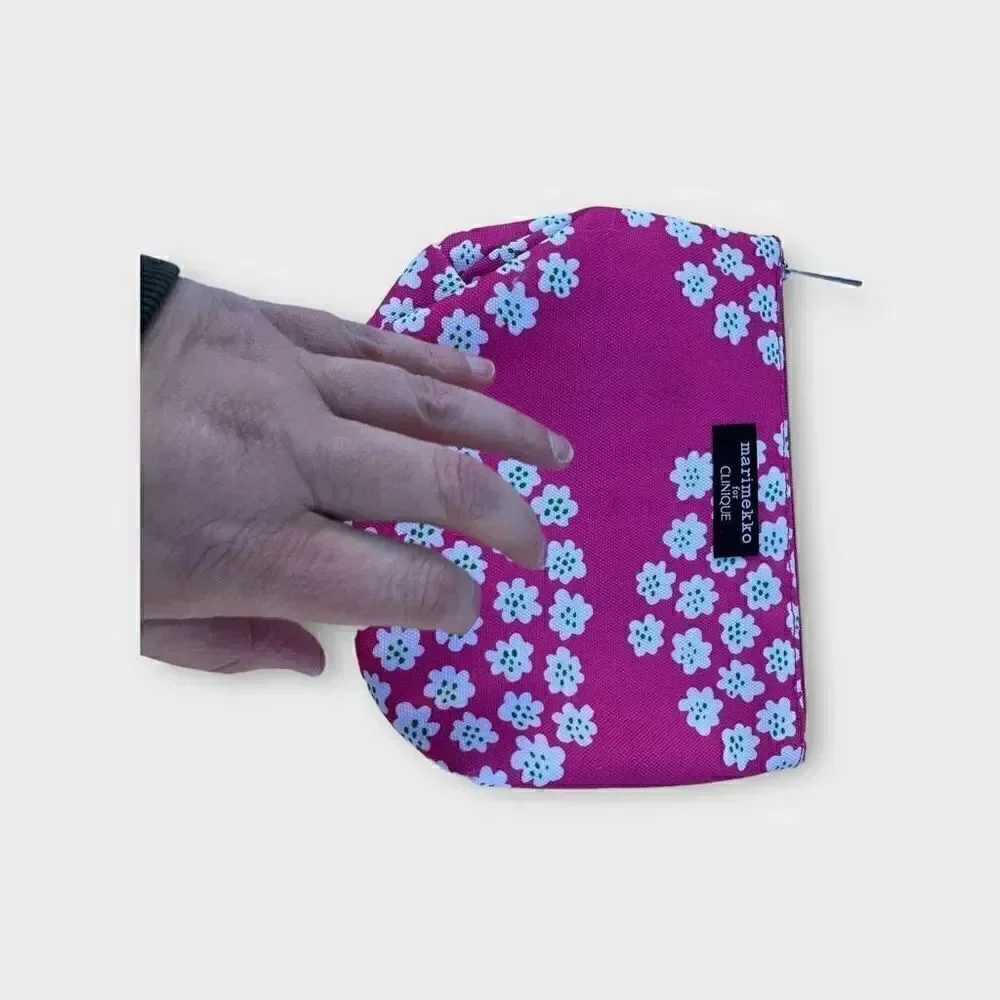 Clinique Makeup bag pink with white flowers